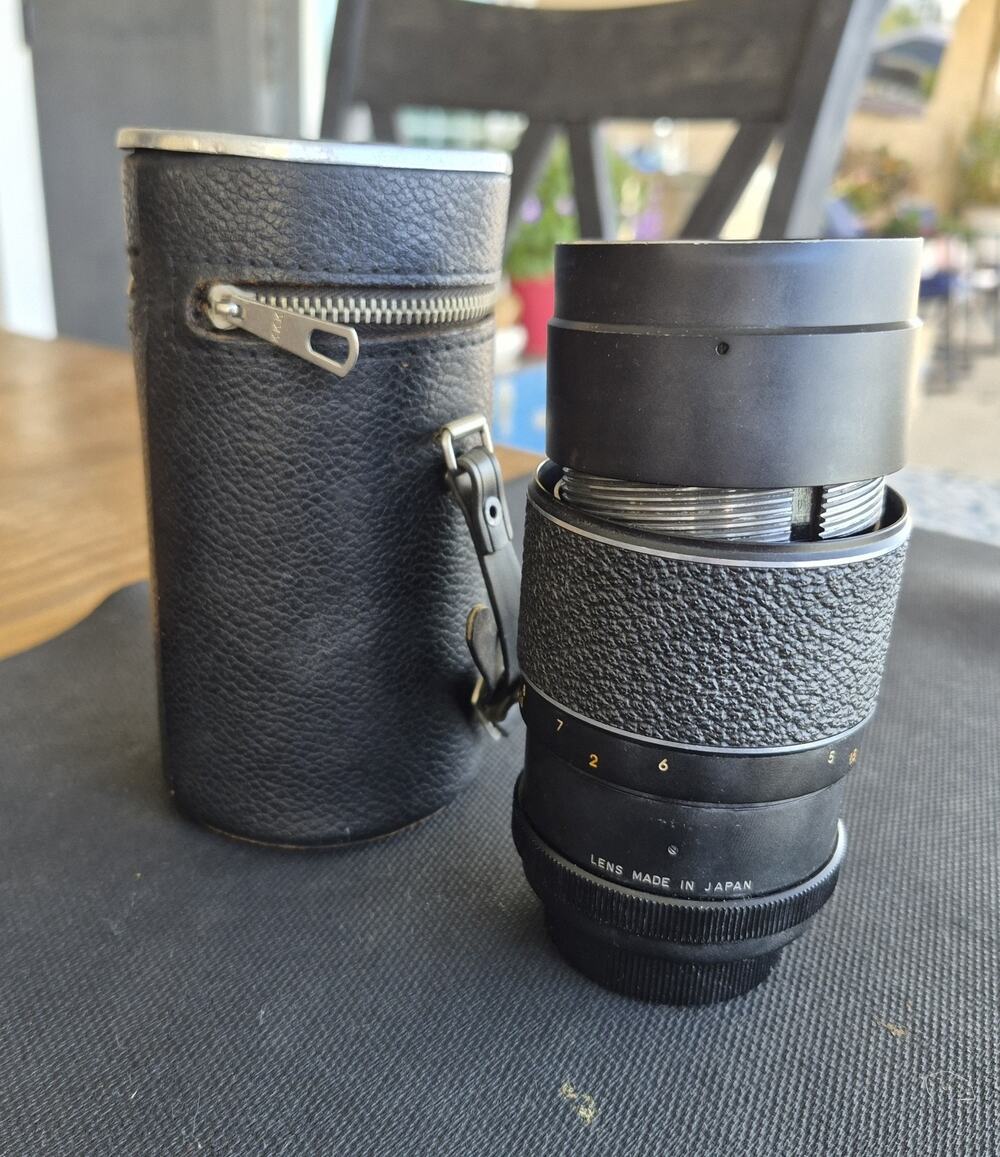 Vintage Hanimar Auto 1:2.8 F=135 mm Camera Lens Japanese W/ Case, For Parts